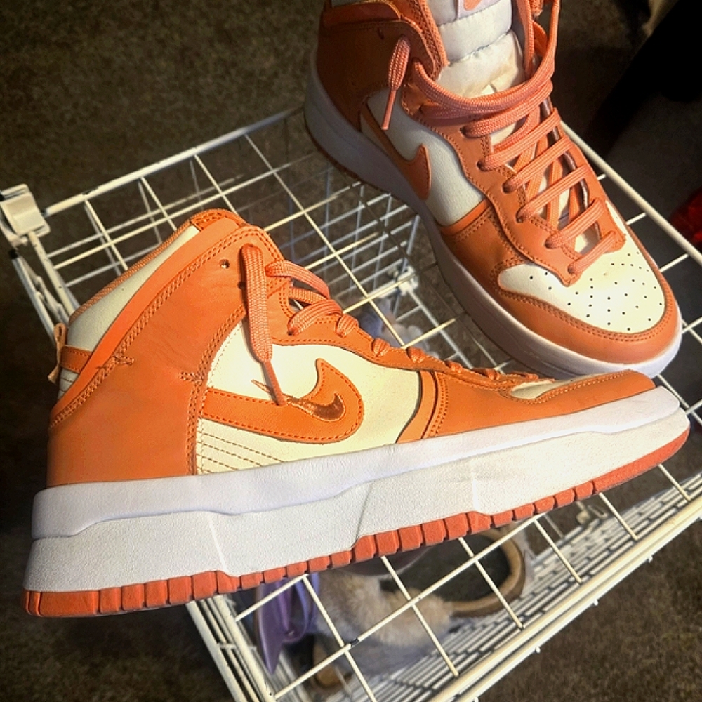 Nike Peach and White High-Top Sneakers